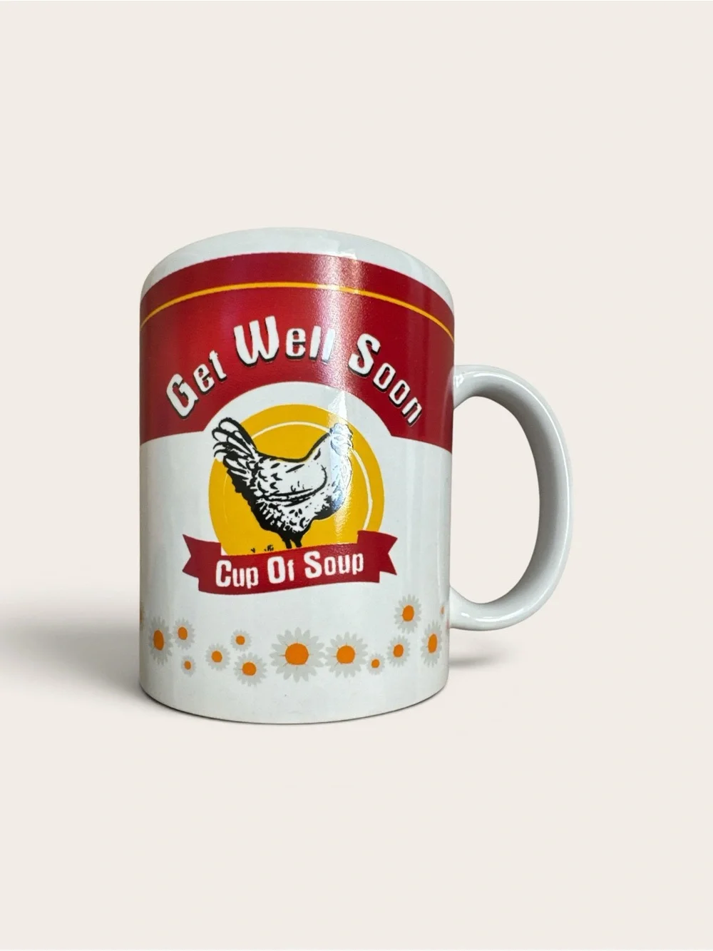 Get Well Soon 'Cup of Soup' Ceramic Mug - White & Red